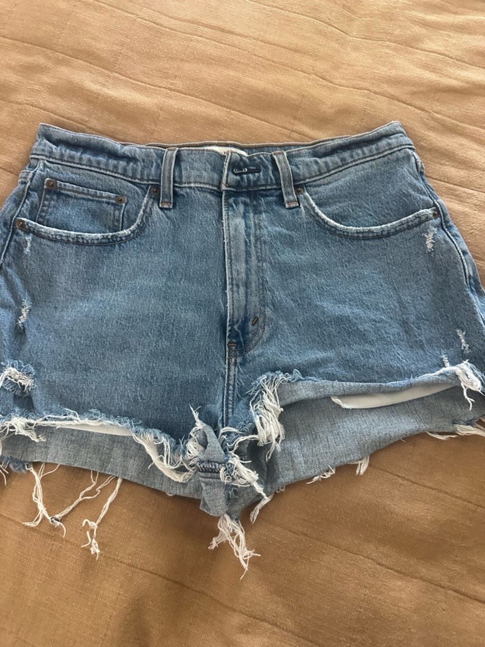Abercrombie & Fitch Light Blue Distressed Denim Cutoff Shorts